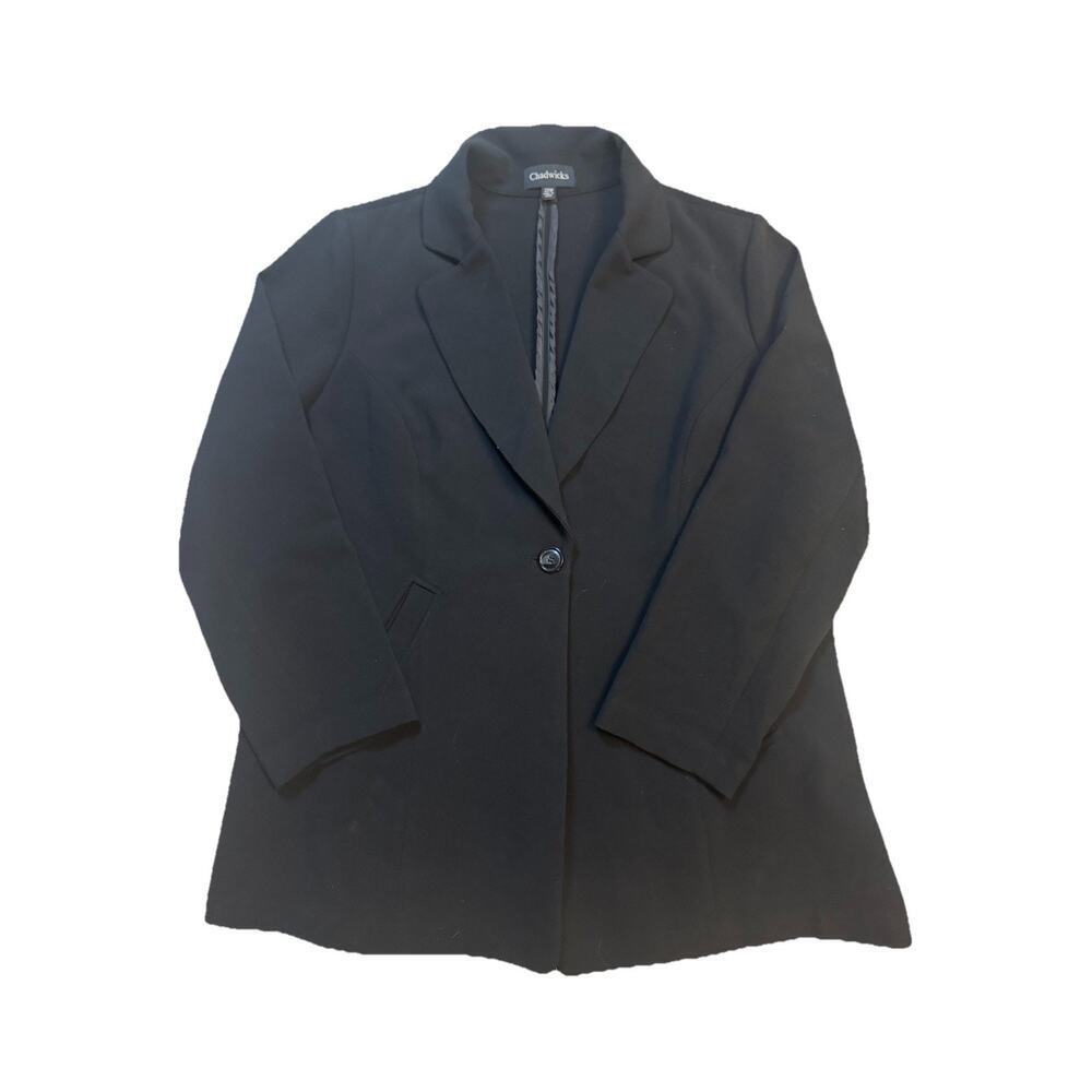 Chadwicks Black Blazer Womens 22W Plus Size Career Single Button Jacket